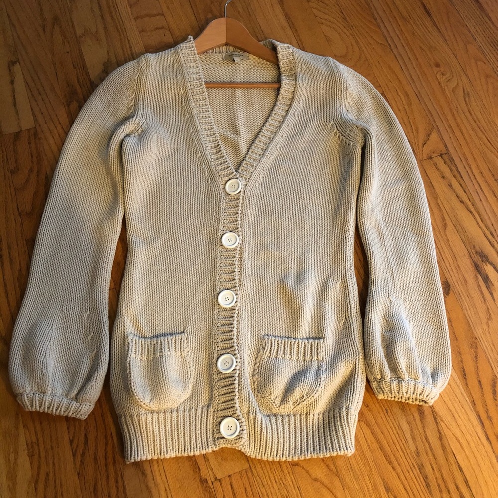 Burberry Bell Sleeve Khaki Cotton Cardigan Sweater - All Year Wear!